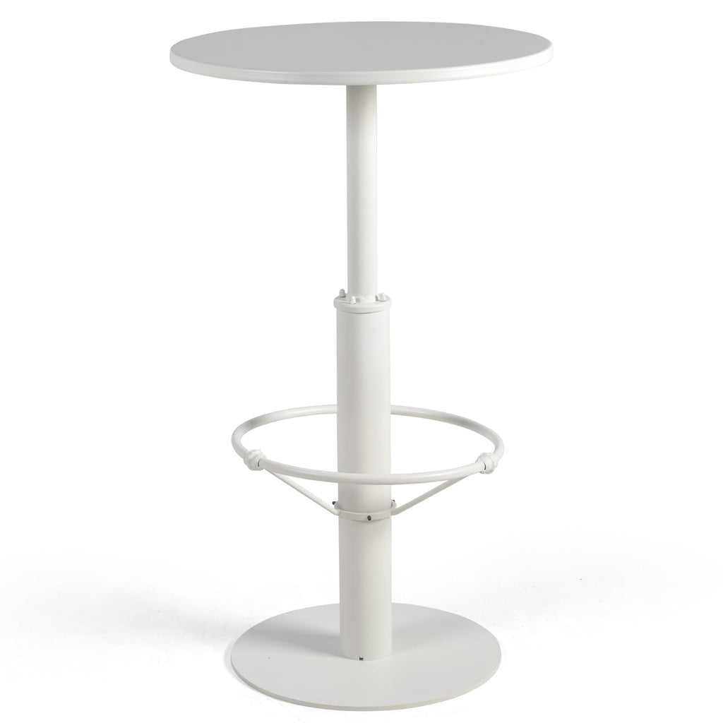 42" Tall Modern Industrial Bar Table-23.6" Dia Round Metal Top Standing Pub Cocktail Bistro Table-Indoor Outdoor Patio-Commercial Grade, Heavy Duty (White)