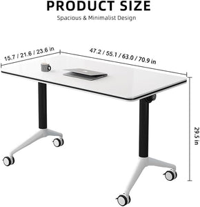 Conference Table Foldable Meeting Tables, Mobile Training Table with Wheels, Flip Top Rolling Seminar Meeting Table for Office,Meeting Room,classr (Dark Walnut, 63×23.6×29.5in)