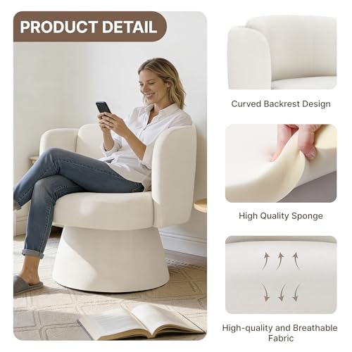 Swivel Barrel Chair Set of 2,360° Accent Chairs with Round Backrest,Upholstered Lounge Chair for Vanity,Living Room,Bedroom,Reading Nook,Linen