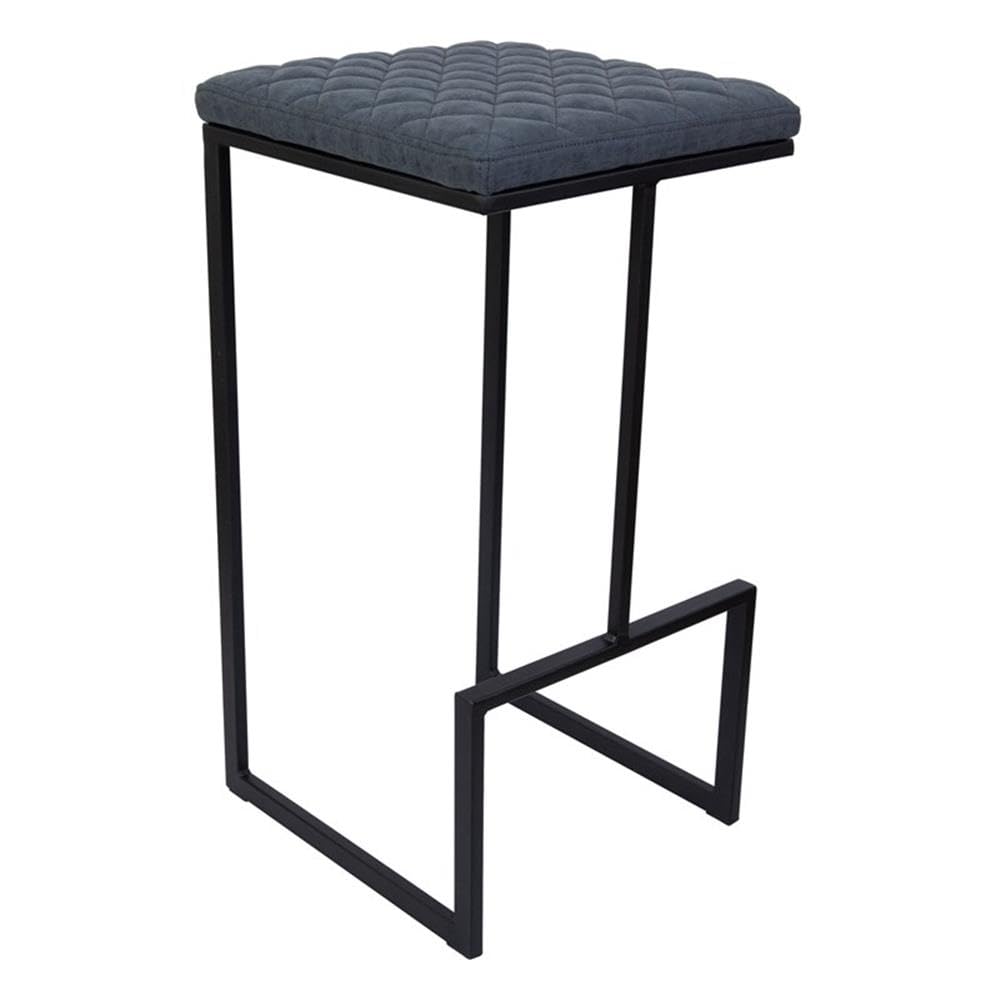 Counter Height Bar Stool, Modern Backless Bar Stool for Kitchen Island & Home Bar, Faux Leather Upholstered Seat with Metal Frame, Industrial Style Counter Stool, Blue