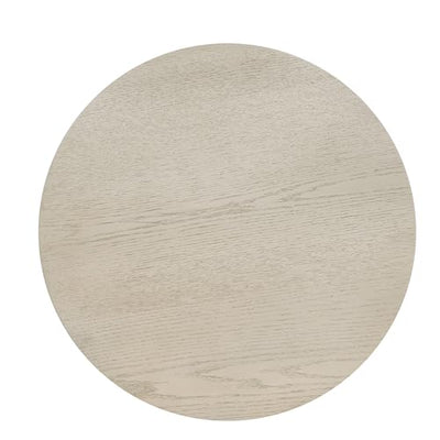 Round Accent Table with Metal Base - White Wash