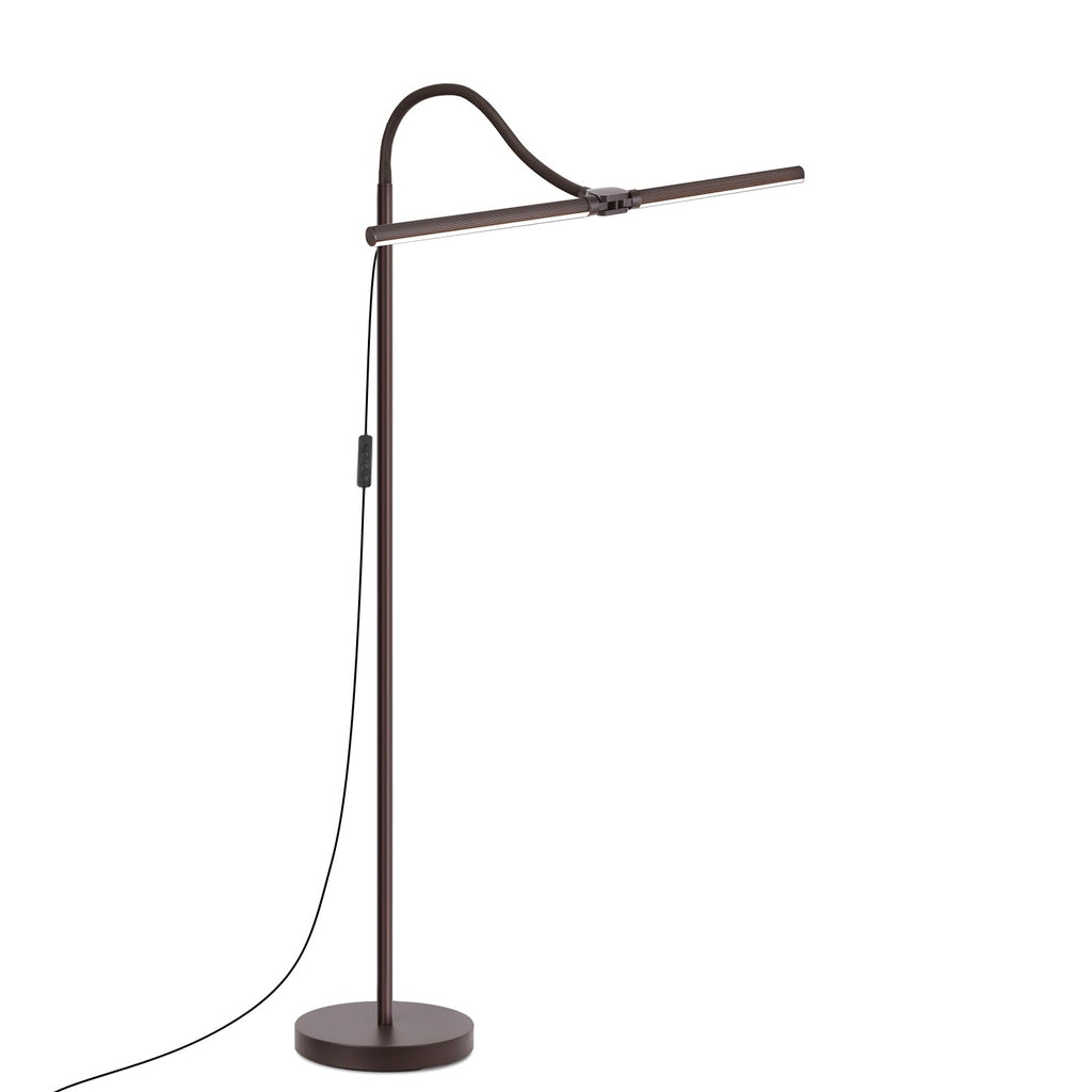 Floor Lamp, 18W/2000LM Bright LED Floor Lamp with Double Head, Adjustable Gooseneck Dimmable Craft Light for Sewing Tatoo Makeup, Eye Caring Brown Reading Floor Lamps for Living Room Bedroom Office