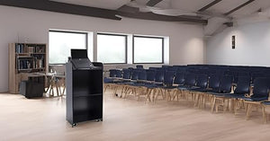 Lecterns & Podiums, Podium Stand with Wheels and Storage Layer, Portable Podium Reception Desk, Suitable for Church pulpits, Mobile lecterns for Meetings, and classrooms (White) (Black)