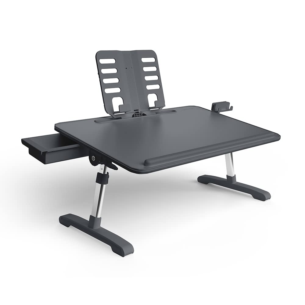 Portable Modern Workstation and Lap Desk with Adjustable Height & Tilt (Charcoal)