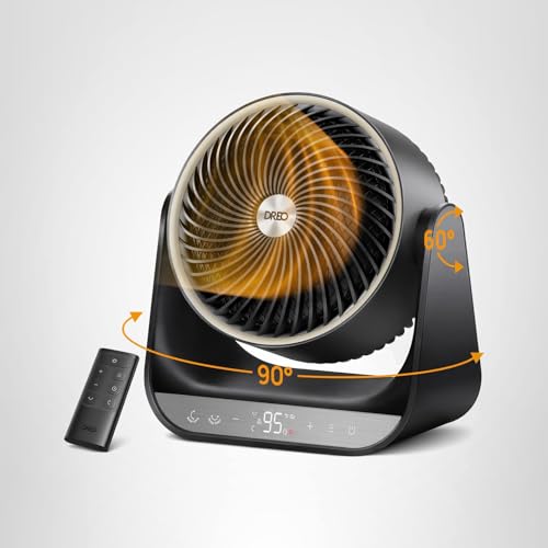 60° Vertical & 90° Horizontal 3D Oscillating Heating, 12 ft/s Long-Range Circulator, 3 Heat & 3 Fan Settings, Space Heaters for Indoor Use, Bedroom, Office, Black