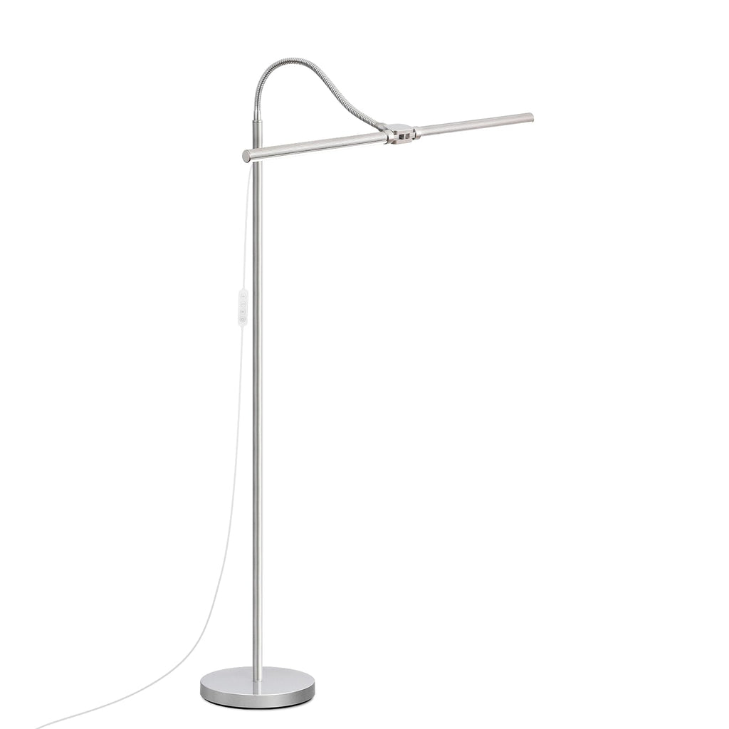 Bright Floor Lamp, 18W/2000LM Silver LED Floor Lamp with Double Head, Adjustable Gooseneck Dimmable Craft Light for Sewing Tatoo Puzzle，Eye Caring Reading Lamps for Living Room Bedroom Office