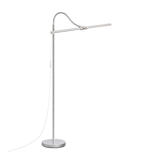 Bright Floor Lamp, 18W/2000LM Silver LED Floor Lamp with Double Head, Adjustable Gooseneck Dimmable Craft Light for Sewing Tatoo Puzzle，Eye Caring Reading Lamps for Living Room Bedroom Office
