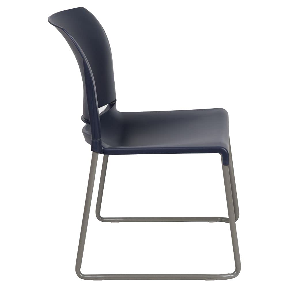HERCULES Series 880 lb. Capacity Navy Full Back Contoured Stack Chair with Gray Powder Coated Sled Base