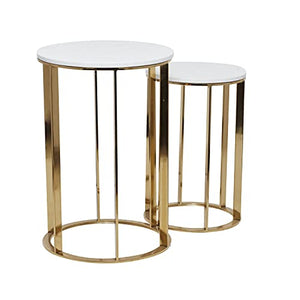 Metal Side End Accent Table End Table with Marble Top, Set of 2 Side Table 24