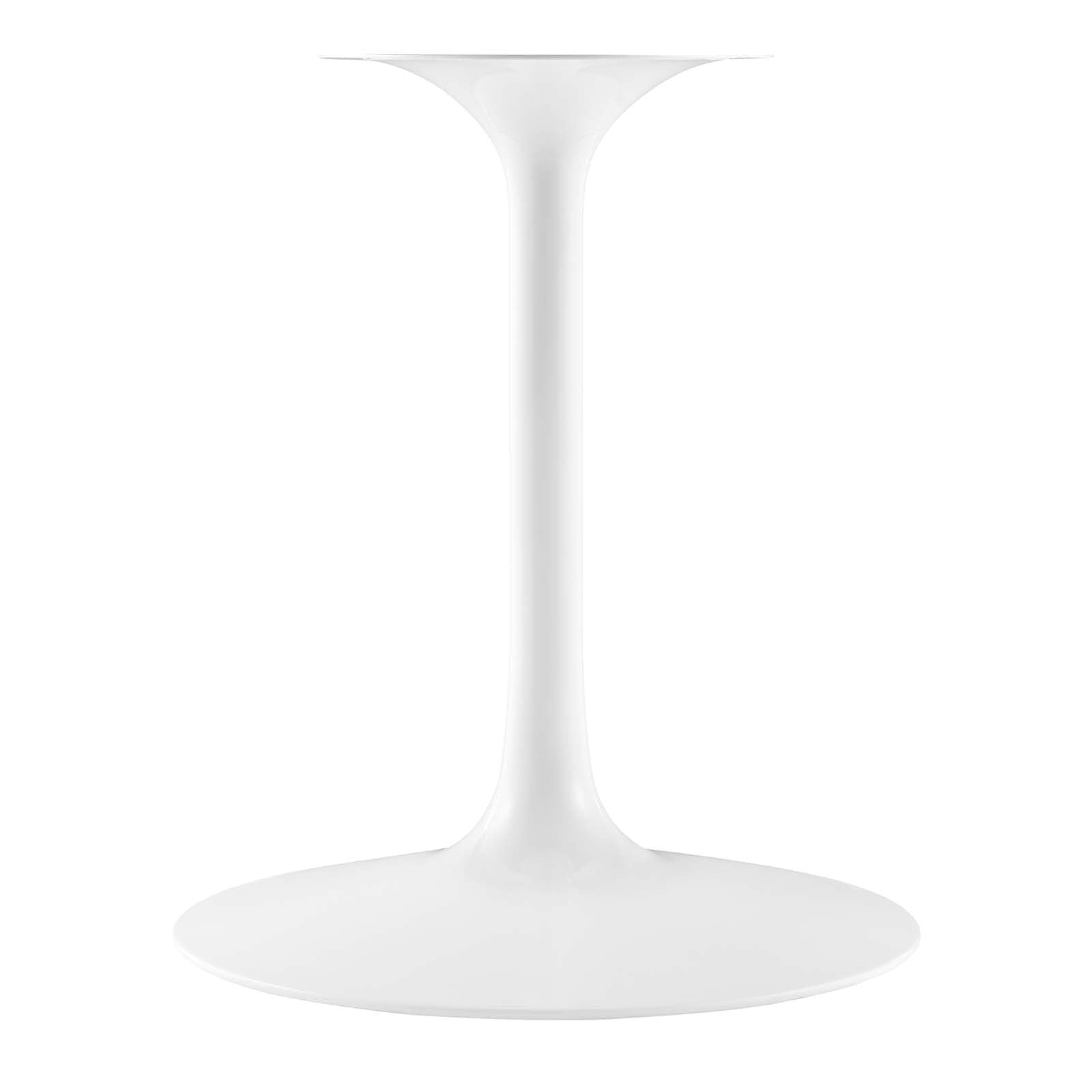 48" Round Artificial Dining Table with Tapered, Metal Base, White Travertine