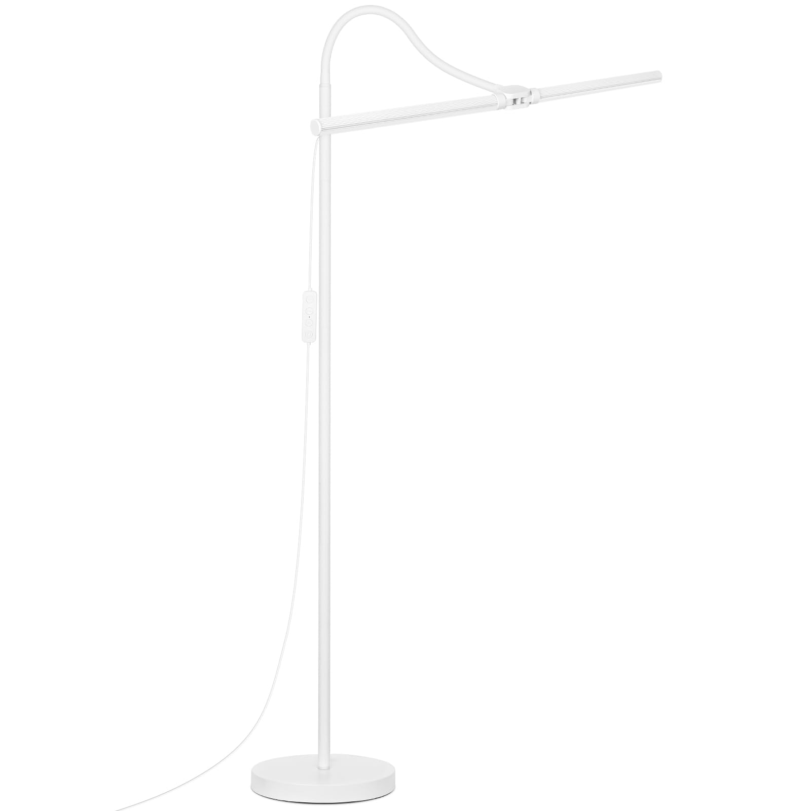 White Floor Lamp, 18W/2000LM Bright LED Floor Lamp for Living Room, Adjustable Gooseneck Dimmable Standing Office Task Lamp for Reading, Study, Eye Caring Lash Light for Sewing Tatoo Facial Spa