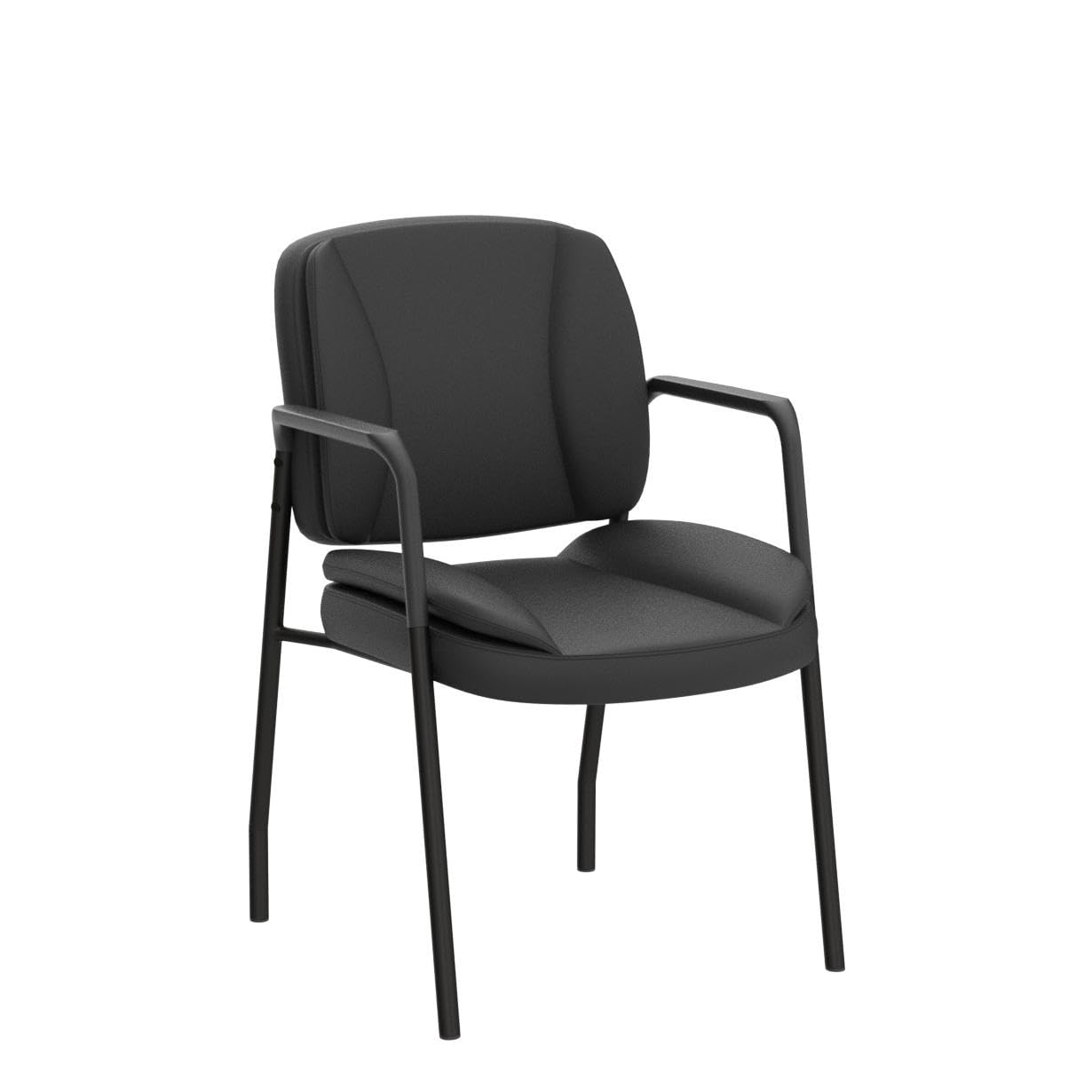 Office Guest Chair Waiting Room Reception Chairs Set of 2, PU Leather Executive Desk Chair with Padded Armrests for Meeting Conference (Black)