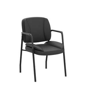 Office Guest Chair Waiting Room Reception Chairs Set of 2, PU Leather Executive Desk Chair with Padded Armrests for Meeting Conference (Black)