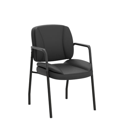 Office Guest Chair Waiting Room Reception Chairs Set of 2, PU Leather Executive Desk Chair with Padded Armrests for Meeting Conference (Black)
