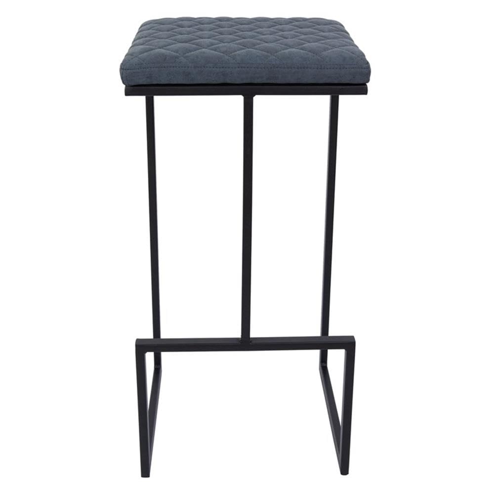 Counter Height Bar Stool, Modern Backless Bar Stool for Kitchen Island & Home Bar, Faux Leather Upholstered Seat with Metal Frame, Industrial Style Counter Stool, Blue