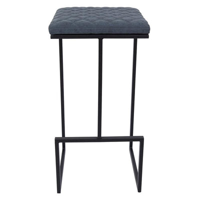 Counter Height Bar Stool, Modern Backless Bar Stool for Kitchen Island & Home Bar, Faux Leather Upholstered Seat with Metal Frame, Industrial Style Counter Stool, Blue