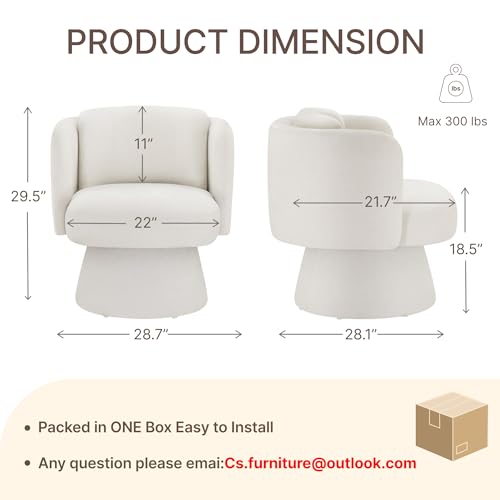 Swivel Barrel Chair,360° Accent Chairs with Round Backrest,Upholstered Lounge Chair for Vanity,Living Room,Bedroom,Reading Nook,Linen