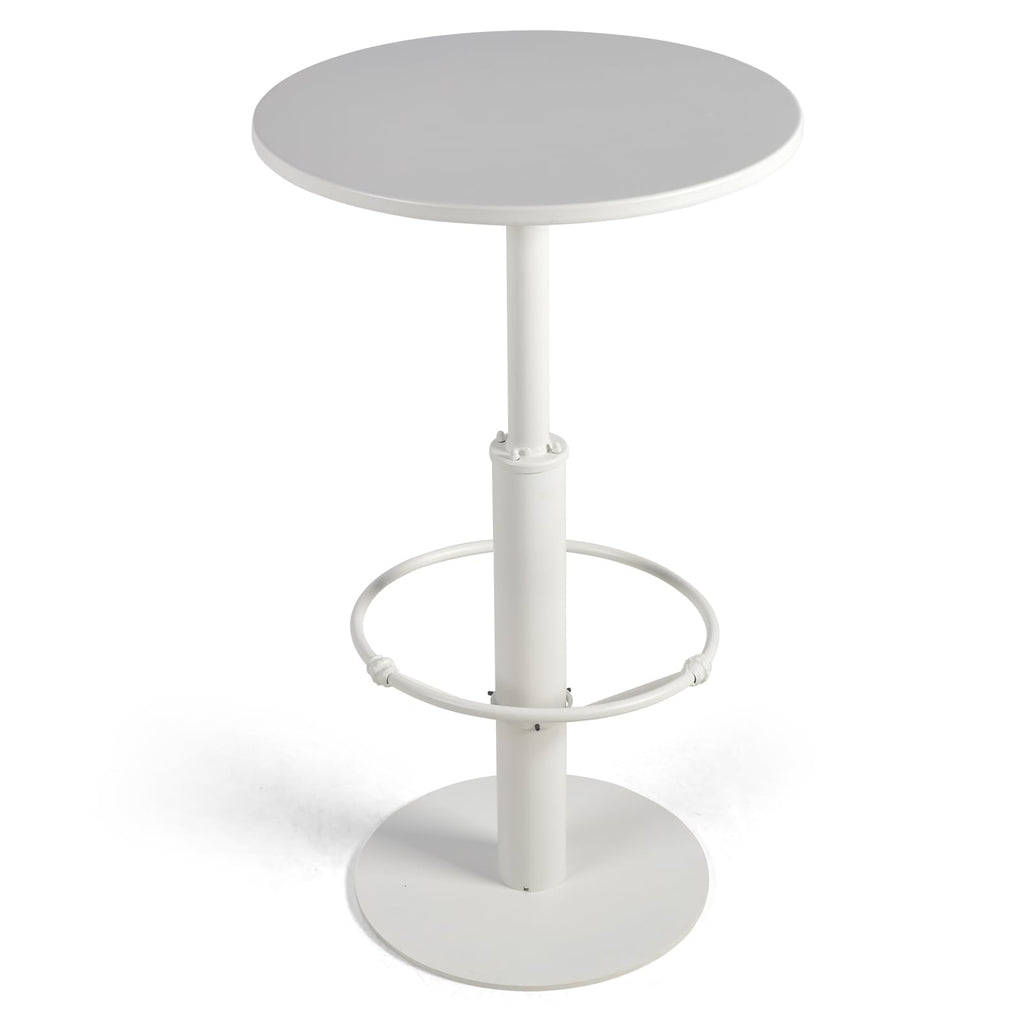 42" Tall Modern Industrial Bar Table-23.6" Dia Round Metal Top Standing Pub Cocktail Bistro Table-Indoor Outdoor Patio-Commercial Grade, Heavy Duty (White)
