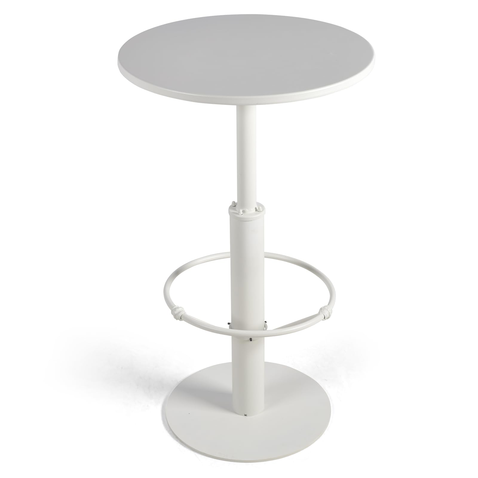 42" Tall Modern Industrial Bar Table-23.6" Dia Round Metal Top Standing Pub Cocktail Bistro Table-Indoor Outdoor Patio-Commercial Grade, Heavy Duty (White)