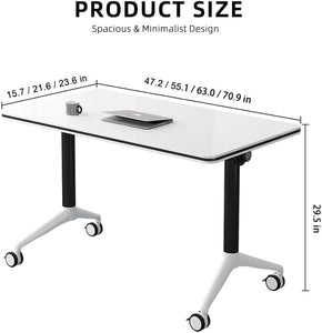 Conference Table Foldable Meeting Tables, Mobile Training Table with Wheels, Flip Top Rolling Seminar Meeting Table for Office,Meeting Room,classr (Dark Walnut, 47.2×23.6×29.5in)