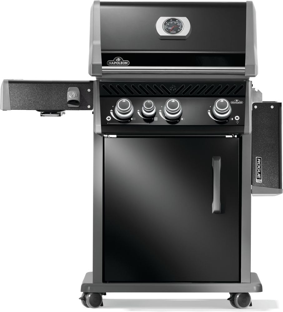 Rogue PRO 425 Propane Gas Grill with Infrared Side Burner, Black, Durable 4-Burner Backyard Grill