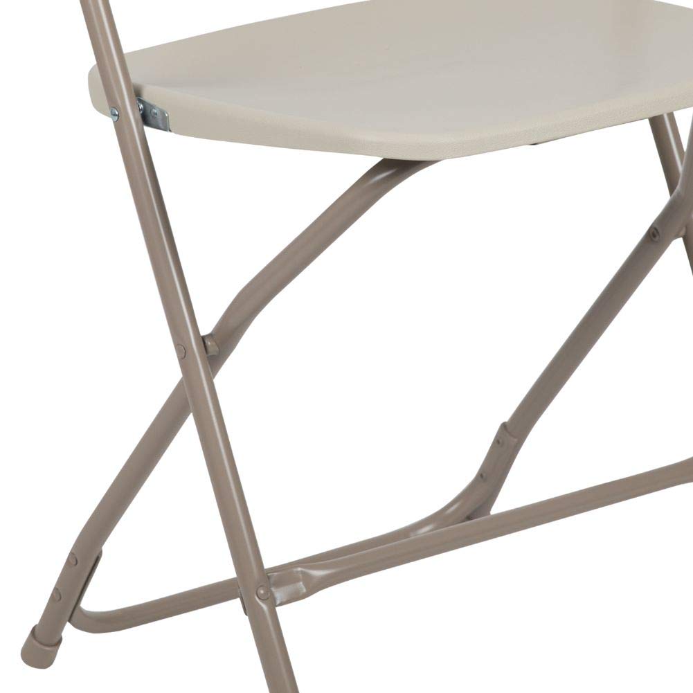 Hercules Series Plastic Folding Chair - Beige - 650LB Weight Capacity Comfortable Event Chair - Lightweight Folding Chair