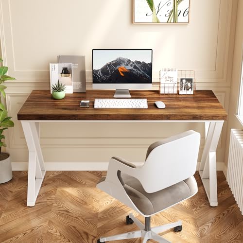 55 Inch Large Simple Industrial Computer Desk Study Writing Table Home Office Workstation,Brown