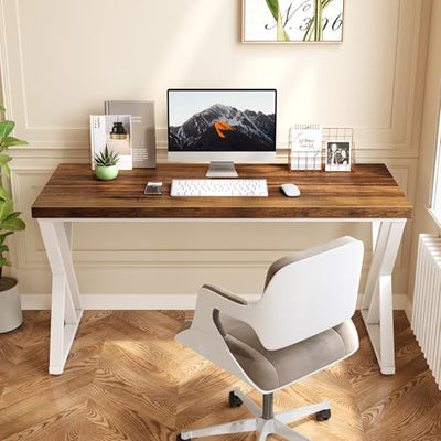 55 Inch Large Simple Industrial Computer Desk Study Writing Table Home Office Workstation,Brown
