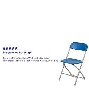Hercules™ Series Plastic Folding Chair - Blue - 2 Pack 650LB Weight Capacity Comfortable Event Chair-Lightweight Folding Chair