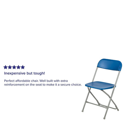 Hercules™ Series Plastic Folding Chair - Blue - 2 Pack 650LB Weight Capacity Comfortable Event Chair-Lightweight Folding Chair