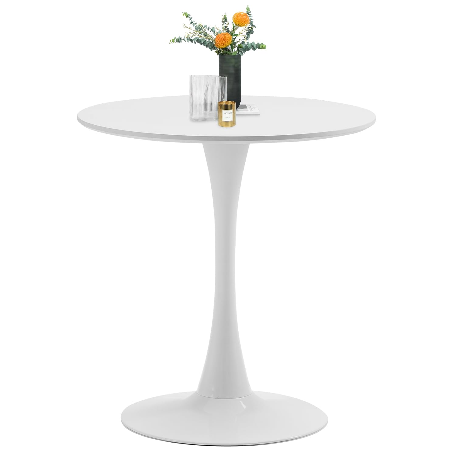 White Round Dining Table, 27.6