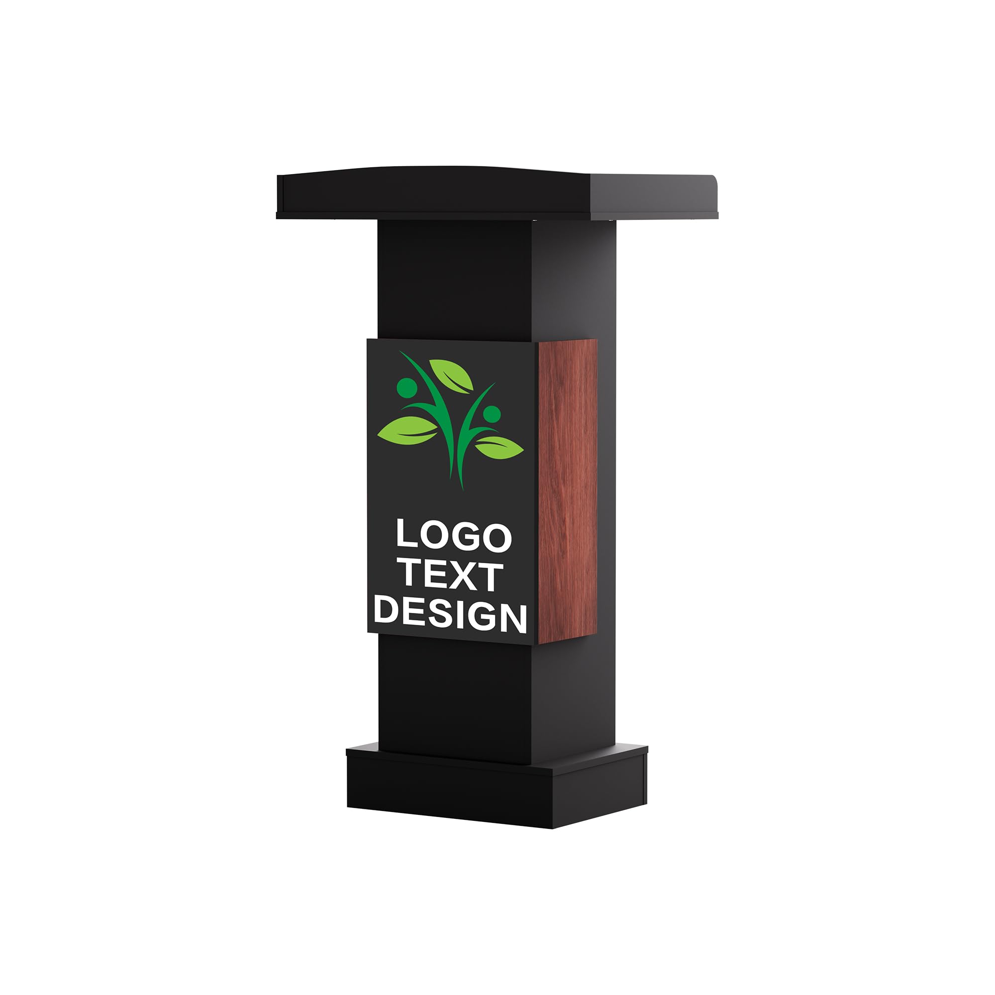 Customizable Logo & Text Podium,Wood Lectern Stand with Adjustable Partition,Church Pulpit with Storage,Mic Stand Space,Wooden Podium for Churches,Seminars and Schools