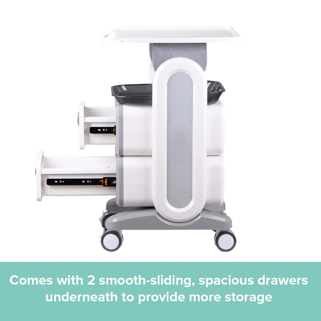 Professional Utility Cart with Wheels - Rolling Dental Office Cart with Drawers - Medical Trolley for Cavitation Machine, Esthetician Supplies, Lab Tools - Salon Trolley