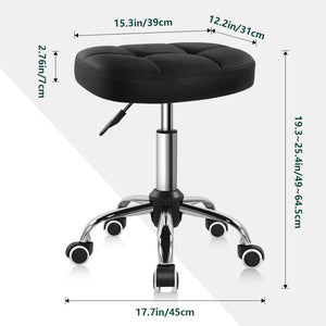 Black Minimalist Swivel Stool with Wheel Perfect for Work SPA Shop Massage Height-Adjustable and Cost-Effective Rolling Stool Chair with Square Seat
