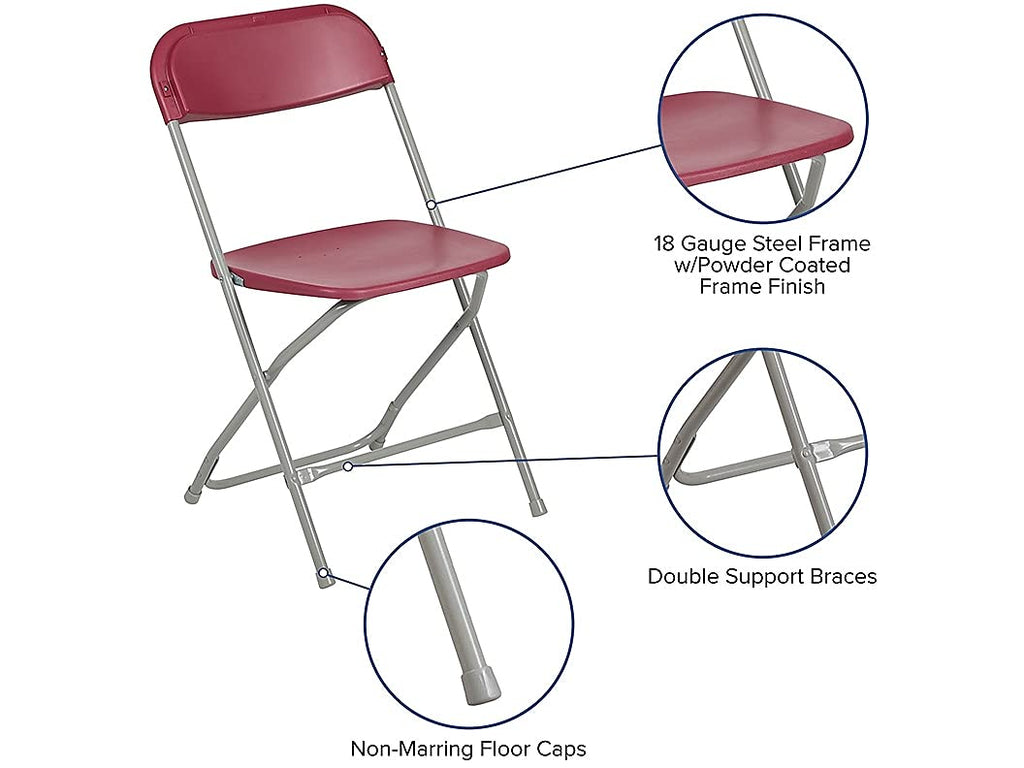 Hercules™ Series Plastic Folding Chair - Red - 2 Pack 650LB Weight Capacity Comfortable Event Chair - Lightweight Folding Chair