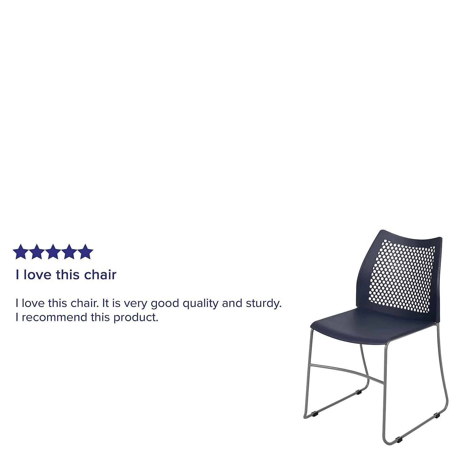 Set of 5 Navy, Orange, Hercules Series Contoured Lobby Chairs with Air-Vent Honeycomb Backs, Ergonomic Stacking Chairs for Offices