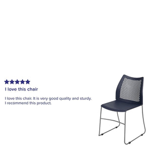 Set of 5 Navy, Orange, Hercules Series Contoured Lobby Chairs with Air-Vent Honeycomb Backs, Ergonomic Stacking Chairs for Offices