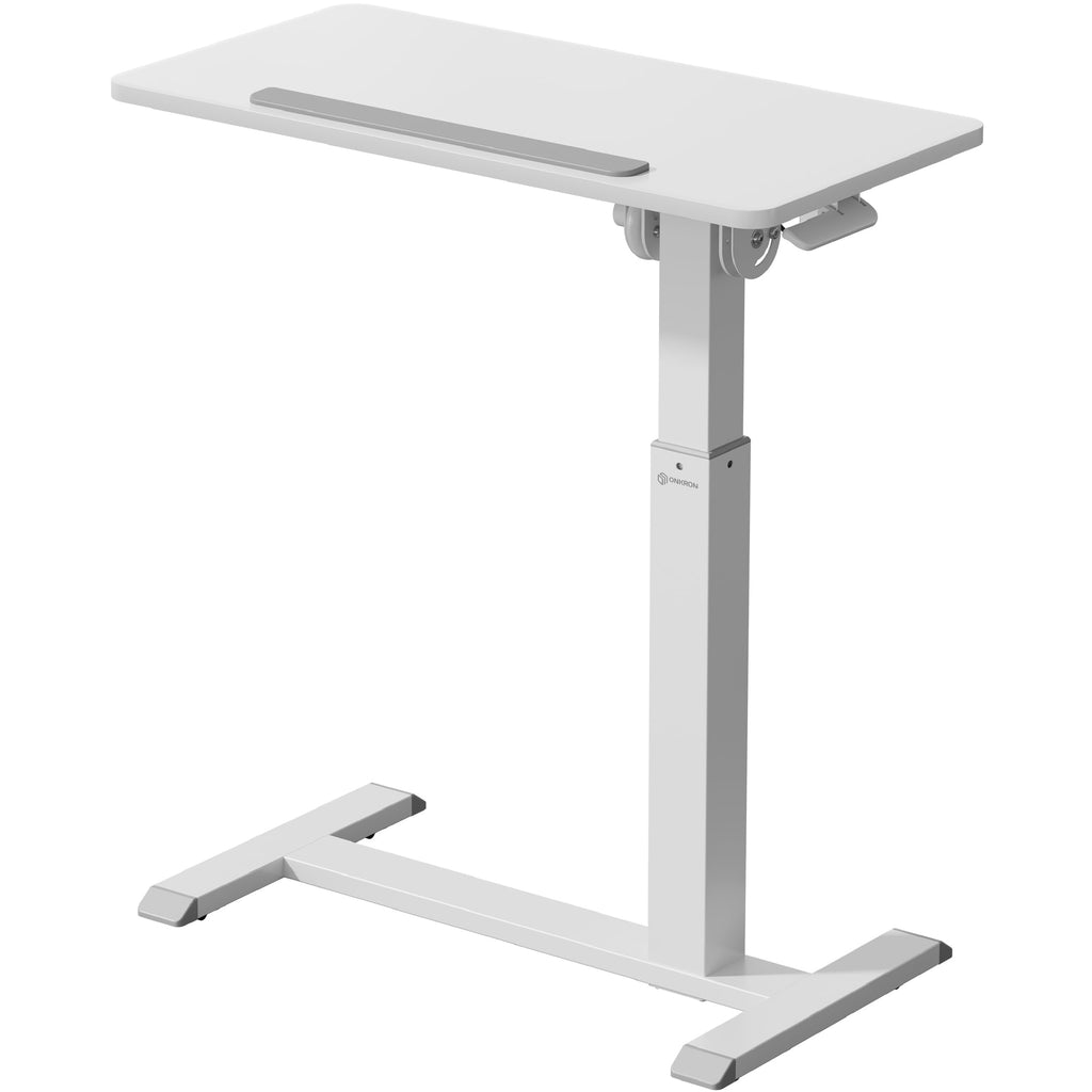 Laptop Cart on Wheels, max Load up to 17.6 lbs, Small Rolling Table with Hidden Wheels, Mobile Standing Desk Adjustable Height, 90° Tilting Portable Workstation, Overbed Bedside Desk White