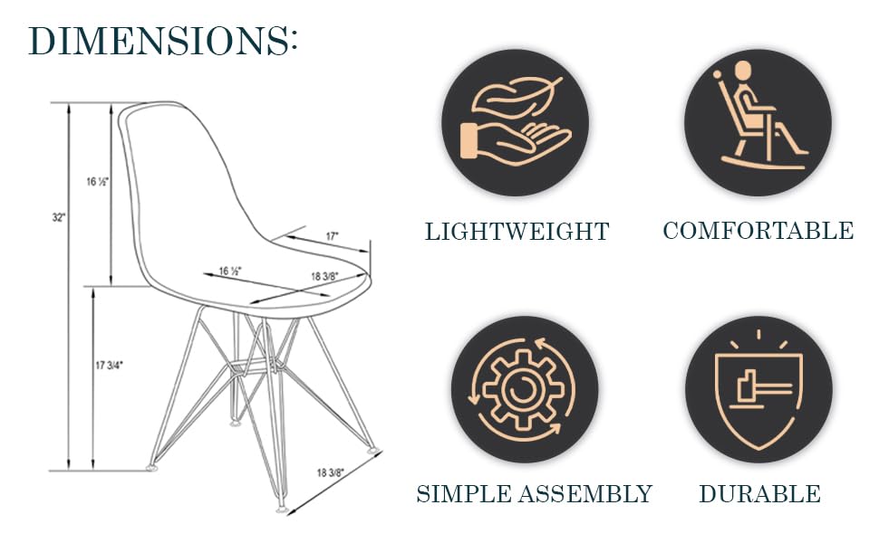 Dining, Modern Chrome Eiffel Base and Curved Back Design, Ergonomic and Lightweight Accent Side Chair for Mid-Century Home, Kitchen, and Café (Transparent Black, Singles)