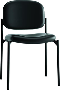 Guest Office Chair, Armless Leather Seating for Waiting Rooms, Lobbies, Conference Areas, and Offices, Stackable Side Chair for Reception and Training Spaces, Black