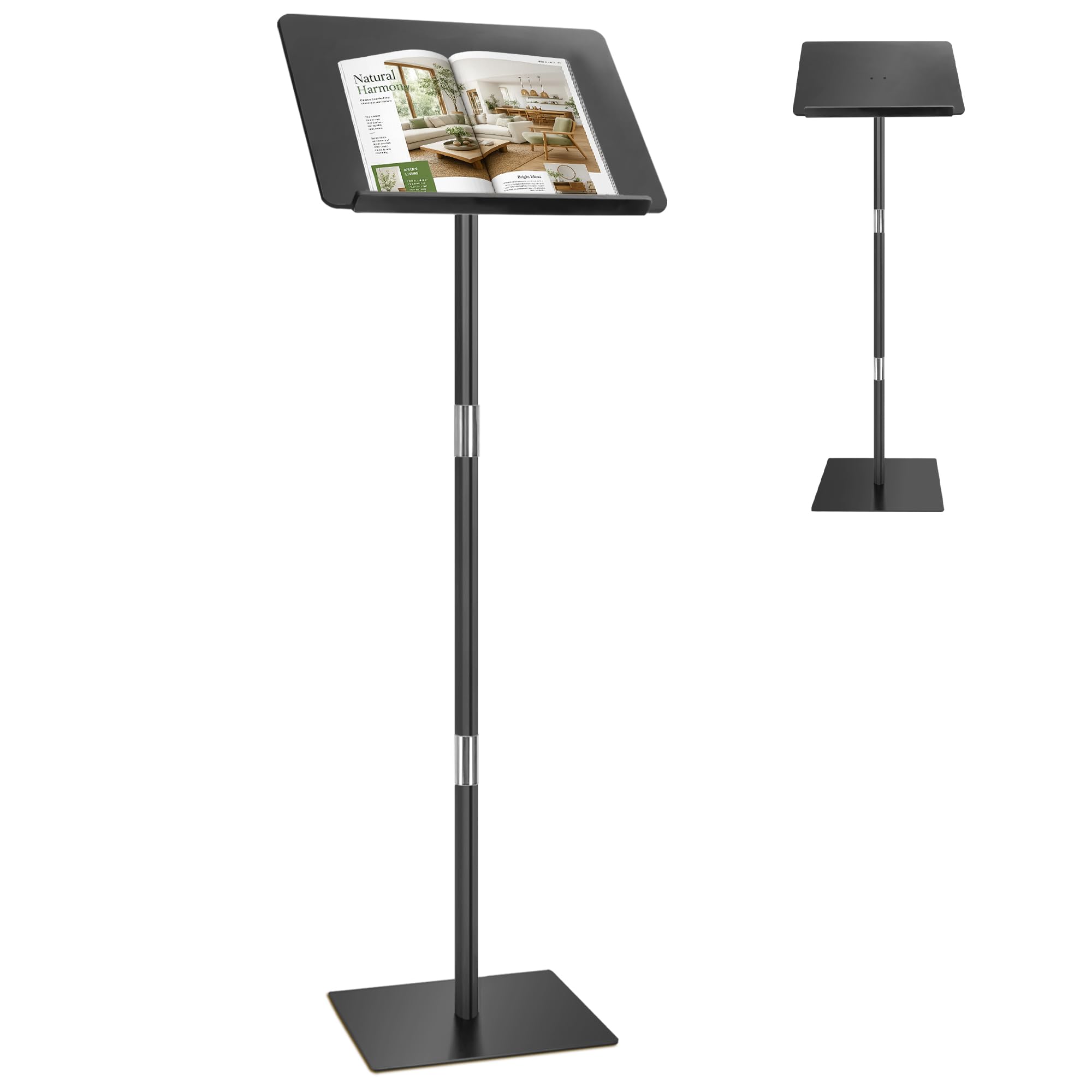 Podium Stand, Lecterns & Podiums, Acrylic Adjustable Angles with Metal Base, Podium for Church, Weddings, Classroom, Speech, 16