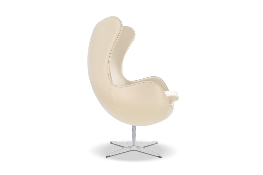 Valencia Finola Swivel Armchair 35.4”, Italian Nappa 11000 Top Grain Leather, 360° Swivel, Mid-Century Modern Accent Chair for Living Room, Cream