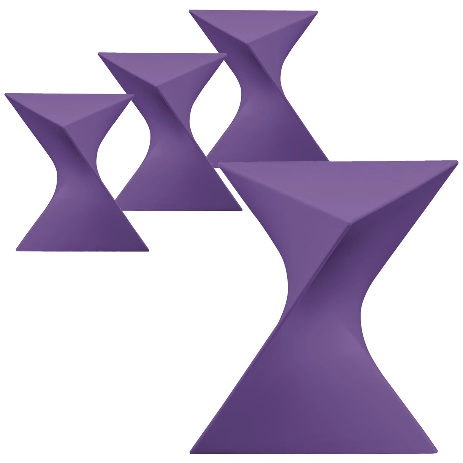 15.75" Triangular Side Table, Stackable Plastic Accent End Table for Indoor & Outdoor Use, Weather-Resistant Modern Patio & Living Room Table, Set of 4, Purple