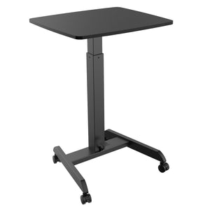 Rolling Laptop Desk Adjustable Height (29.6”-44.2”), Mobile Workstation Cart with 23.6” x 20.5” Desktop, Small Sit-Stand Desk for Home, Office, or Classroom in Black