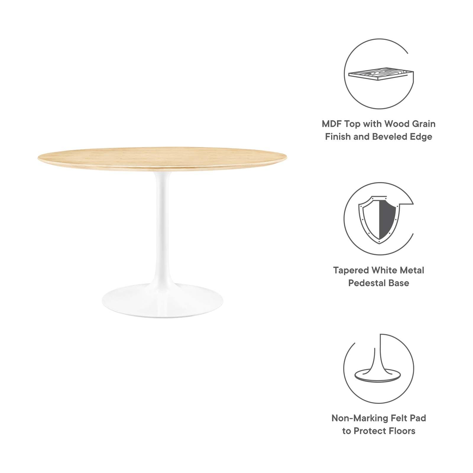 Dining Table, 48", White Natural