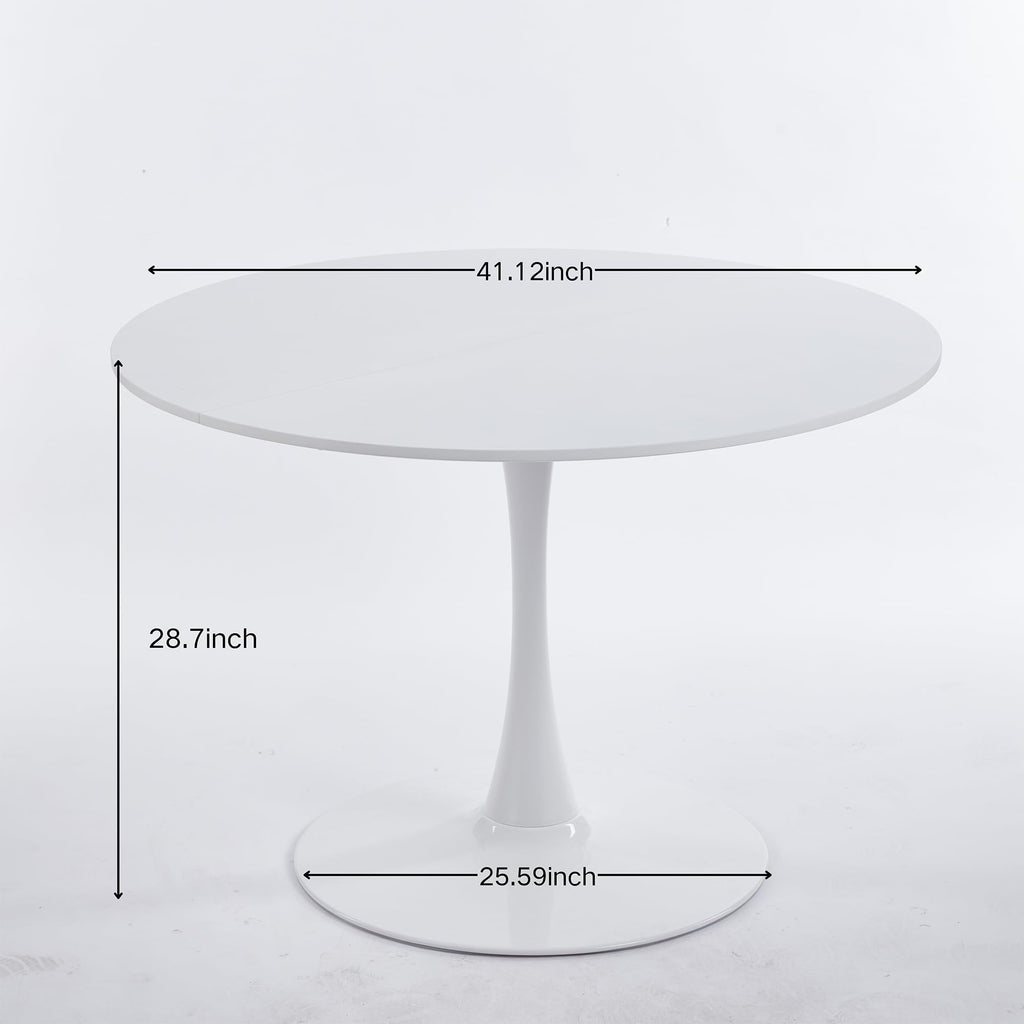 42" Round Tulip Dining Table, Mid-Century Tulip Table Kitchen Tulip Dining Table 2-4 People with MDF Table Top &Metal Base for Office Living Room