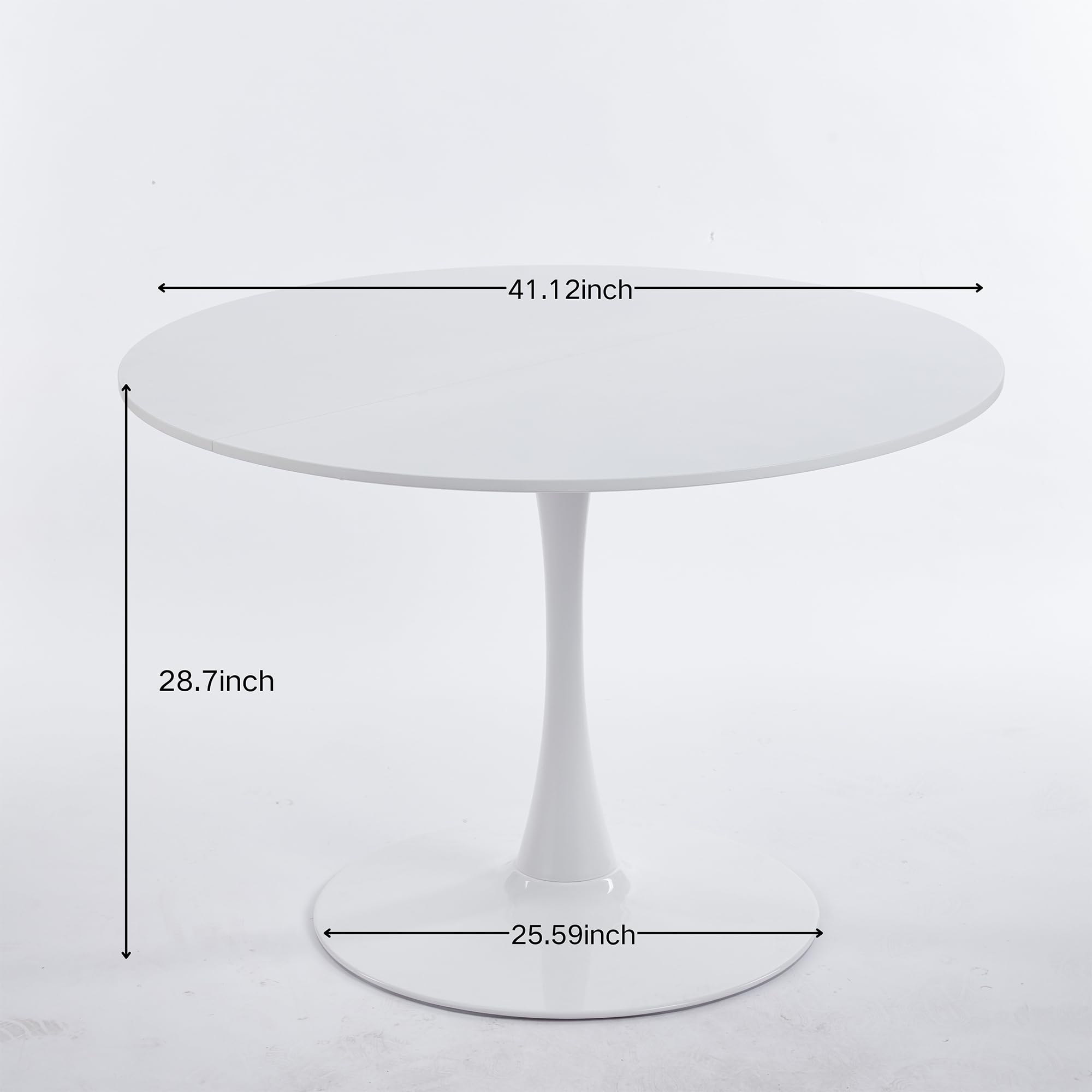 42" Round Tulip Dining Table, Mid-Century Tulip Table Kitchen Tulip Dining Table 2-4 People with MDF Table Top &Metal Base for Office Living Room