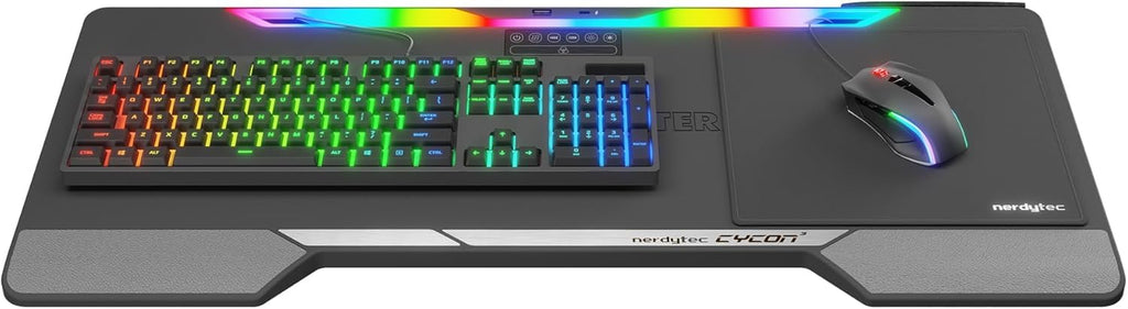 Lapboard³ with HORIZONLIGHT RGB Bar, Ultimate Ergonomic USB-Hub Gaming Lap Board for Couch and Bed, Large, Stable and Compatible with All Keyboards and Mice, Laptops, PCs, PS4/5, Xbox