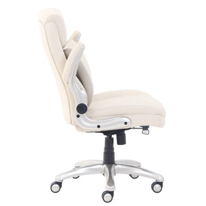 Ergonomic Executive Office Desk Chair with Lumbar Support, Flip-up Armrests, Adjustable Height, Cream Leather