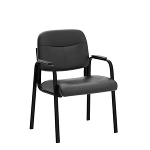 Guest Reception Chair - Waiting Room Chair Set of 2 with Fixed PU Leather Padded Armrest, Clinic Chairs with Lumbar Support, Office Desk Chairs Without Wheels Restaurant, Library, Barber Store